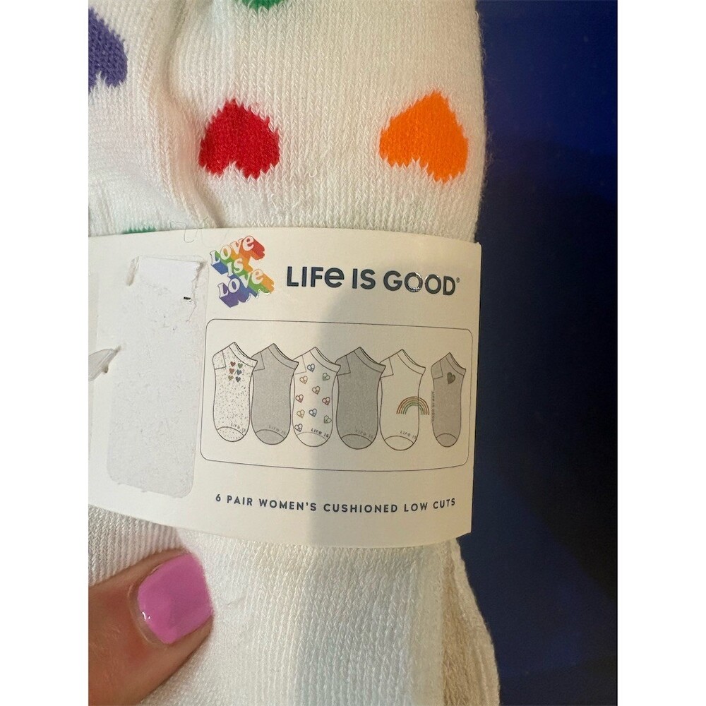 Life Is Good Womens Cushioned No-Show Socks 6-Pair Pack Love Is Love - Picture 5 of 8